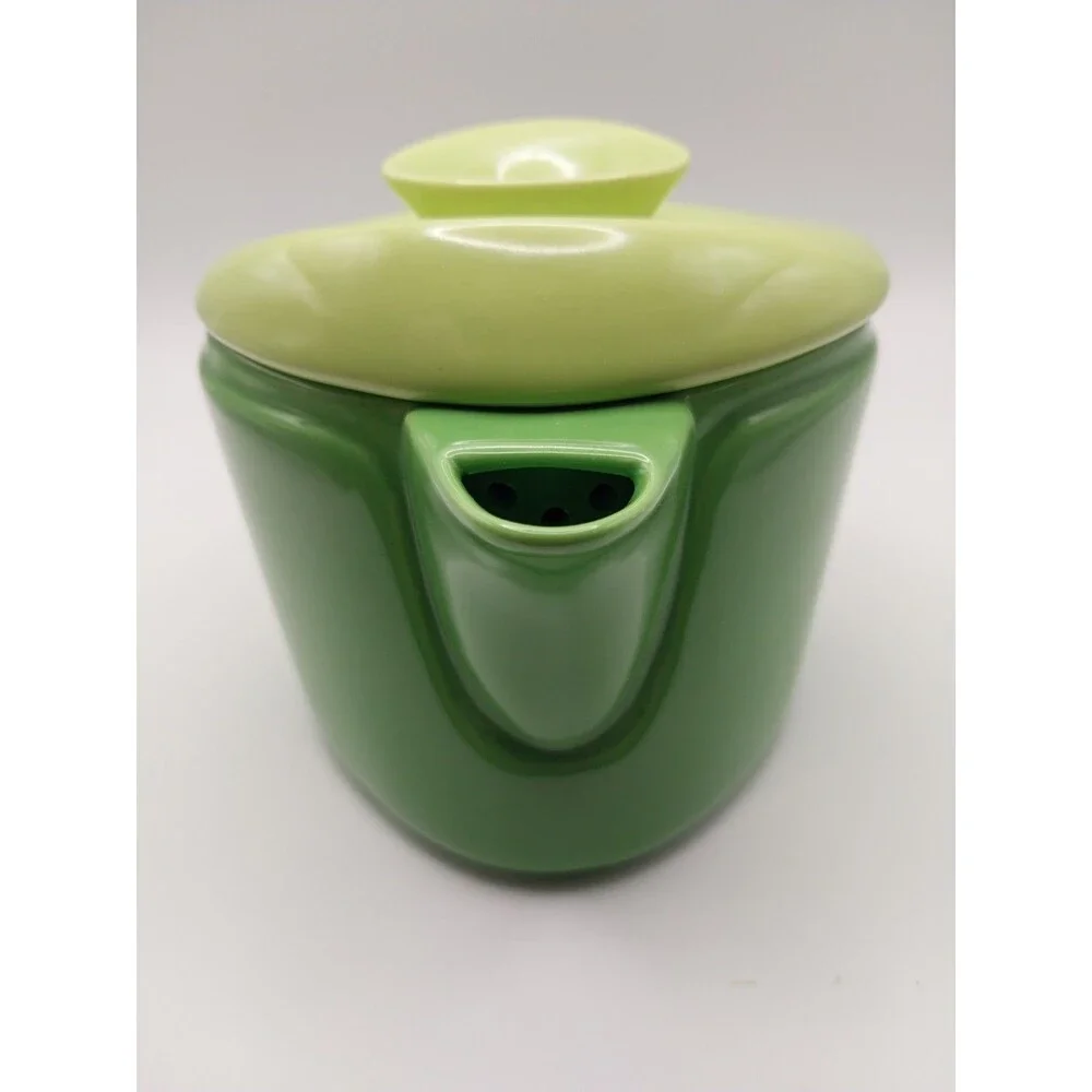 PO Selected Rosa 7-Piece Green Ceramic Teapot Rose Modern Design Complete Set